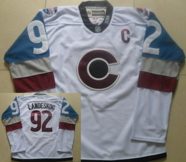 Men's Colorado Avalanche #92 Gabriel Landeskog White Stitched Jersey Men's Colorado Avalanche #92 Gabriel Landeskog White Stitched Jersey